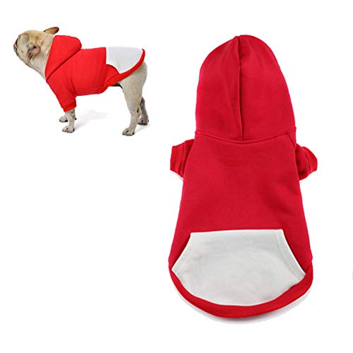 meioro Reißverschluss Kapuzen Haustier Kleidung Hund Katze Kleidung Niedlichen Haustier Kleidung warme Kapuze französische Bulldogge Pug (Rot, 3XL) von meioro