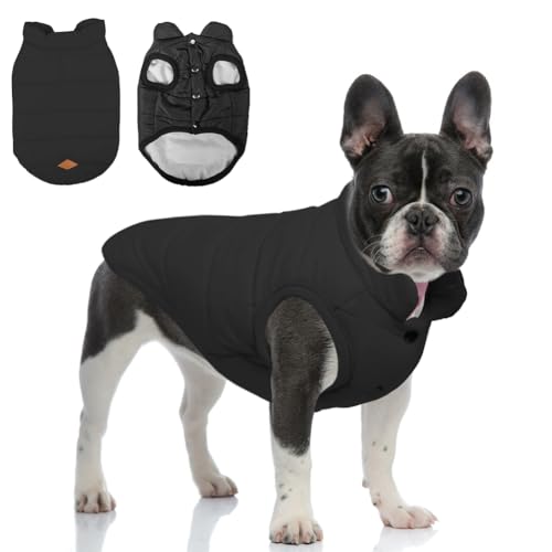 meioro Winter Hundemantel Warme Hundejacke, Kaltes Wetter Haustier Kleidung Winddichte Welpenmäntel, Hund Fleeceweste Weiches Sweatshirt für Kleine Mittlere Hundepullover Outfit (Schwarz,M) von meioro