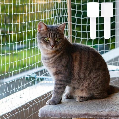 Katzennetz für Balkon Ohne Bohren 5x5m Katzenschutznetz Transparent 2.5cm Lochdurchmesser Balkonnetz für Katzen Nylon Balkonschutznetz Katzennetz für Balkon und Fenster mit Selbstklebendes Klettband von mellystore