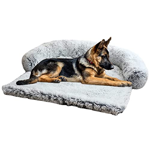 Weiche Plüsch-Hundematte, Sofa, Fell, Haustierbetten, beruhigendes Hundebett, ultra-waschbar, Schutzdecke, Haustierbett für Hunde und Katzen (M,Hellgrau) von mengde