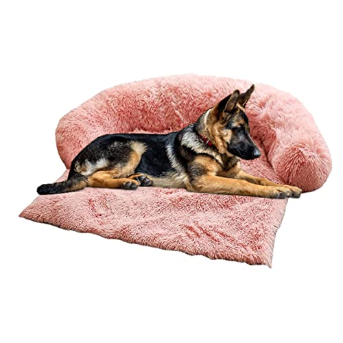 Weiche Plüsch-Hundematte, Sofa, Fell, Haustierbetten, beruhigendes Hundebett, ultra-waschbar, Schutzdecke, Haustierbett für Hunde und Katzen (XL, Hellrosa) von mengde