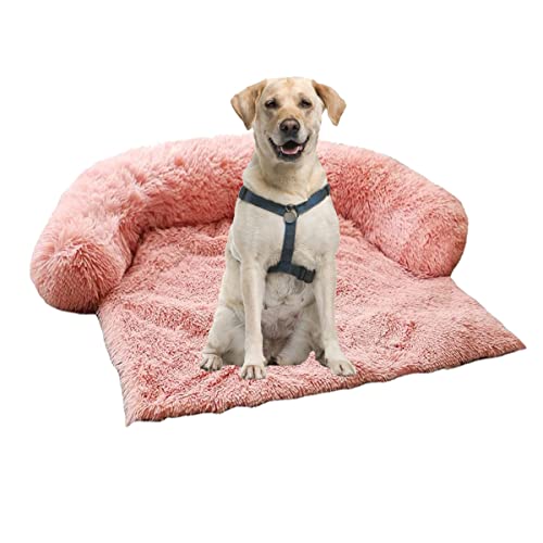 Weiches, waschbares, beruhigendes Hundebett, ultraweiches Fell, Haustierbett, weiche Plüschmatte, Sofa und Polster, Decke, Kissen, Möbelschutz, Schutz für Hunde und Katzen (XL, Hellrosa) von mengde