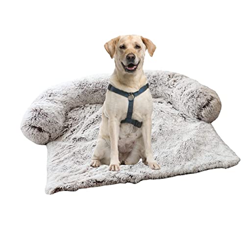 Weiches, waschbares, beruhigendes Hundebett, ultraweiches Fell, Haustierbetten, weiche Plüsch-Hundematte, Sofa und Polster, Decke, Kissen, Möbelschutz, Schutz für Hunde und Katzen (XL, Weiß und von mengde