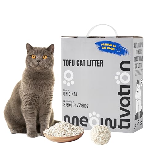 Tofu Katzenstreu - Klumpend, Pflanzlich aus Erbsenhülsen, Biologisch Abbaubar, 99% Staubfrei, Optimale Geruchskontrolle, Spülbar in der Toilette, Originalduft, 1 x 3,6 kg von Meowtivation