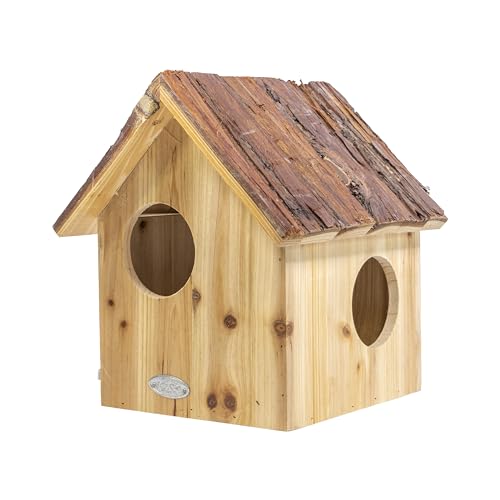 mgc24 Eichhörnchenhaus - Eichhörnchenkobel, Eichhörnchen Nistkasten zum Aufhängen für Garten und Balkon, aus Holz wetterfest, Naturoptik mit Rindendach, 25,2 x 26 x 29 cm von mgc24