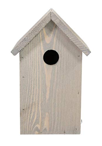 mgc24 Nistkasten - wetterfester Vogelnistkasten aus Holz, Vogelhaus für heimische Wildvögel, 15,5 x 14 x 25 cm, grau von mgc24
