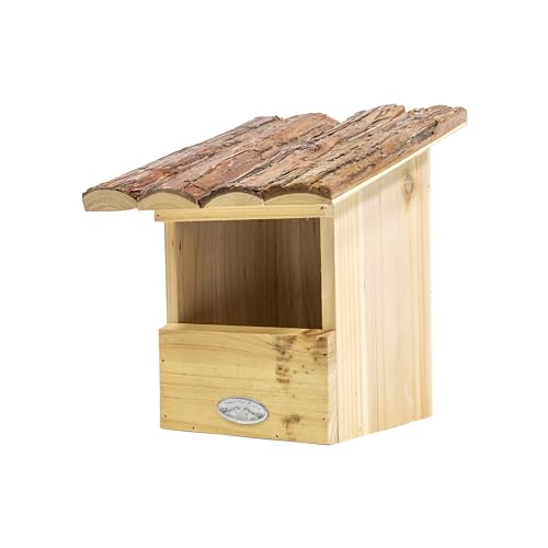 mgc24 Vogelhaus für Rotkehlchen - Wildvogel Nistkasten zum Aufhängen für Garten und Balkon, aus Holz wetterfest, Naturoptik mit Rindendach, 20,3 x 21,5 x 24,3 cm von mgc24