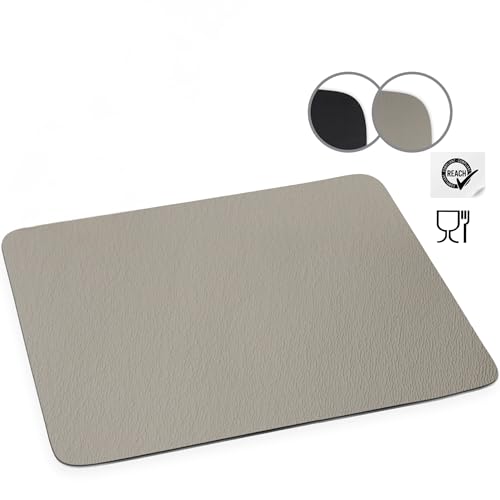 Miggo® Saugfähige Premium Napfunterlage Katze Hund Halbrund 70x100 cm Grau Futtermatte, Futterunterlage Hundenapf, Fressnapf Katze, rutschfeste Unterlage, Für Futter, Wasser, Brunnen, Kunstleder XXL von miggo