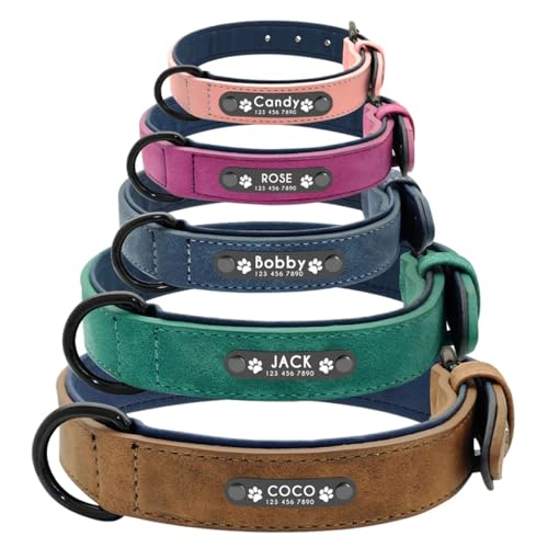 Weiches, Hundehalsband mit personalisiertem Namensschild, Individuelle Hundehalsbänder For Kleine, Mittelgroße Und Große Hunde, Personalisiertes Hundenamensschild, Personalisiertes Haustierhalsband(L) von miguha