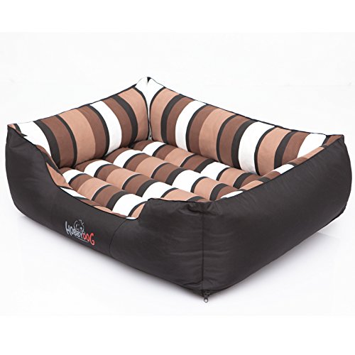 millybo Comfort Hundematte Hundebett Hundekissen Hundematratze Hunde Bett Ruheplatz viele Farben (L (65 x 50 cm), schwarz mit Streifen) von millybo