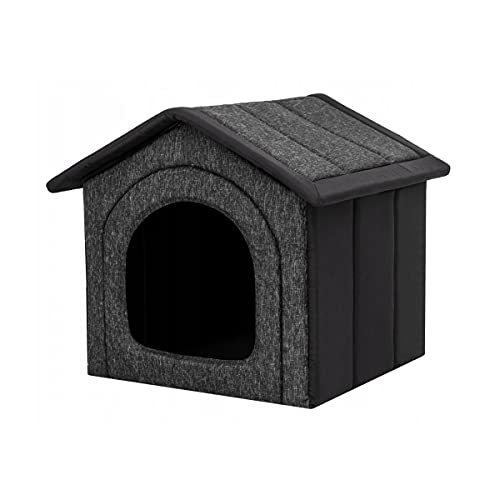 millybo Hundehöhle Hundebett Hundehaus Hundehütte S-XXXL Ökoleinen/Oxford (R6 (76 x 72 cm), Schwarz) von millybo