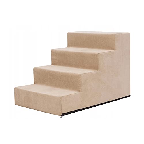 millybo Savoy Hundetreppen Hunderampe Einsteighilfe Katzentreppe Rampe Tiertreppen Treppen (4-stufige Hundetreppe-Beige) von millybo