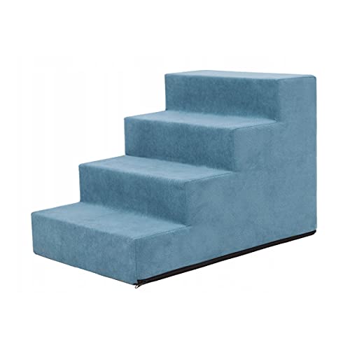 millybo Savoy Hundetreppen Hunderampe Einsteighilfe Katzentreppe Rampe Tiertreppen Treppen (4-stufige Hundetreppe-Blau) von millybo