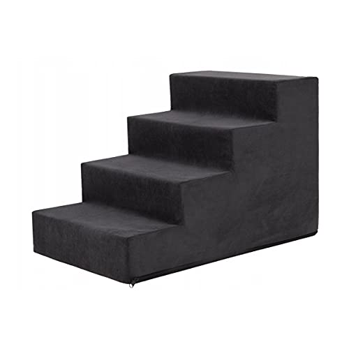 millybo Savoy Hundetreppen Hunderampe Einsteighilfe Katzentreppe Rampe Tiertreppen Treppen (4-stufige Hundetreppe-Schwarz) von millybo