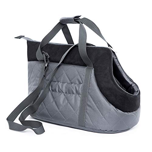 millybo Transporttasche für Hunde Katzen Tragetasche Transportbox Hundetasche (R1 (20 x 36 cm), grau mit schwarz) von millybo