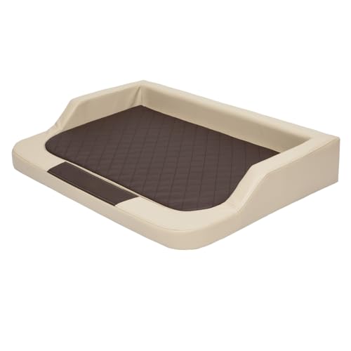 millybo orthopädisches MEDICO Lux Hundematratze ÖKOLEINEN, Hundebett für Kleine, Mittlere, Große Hunde - Robustes, wasserdichtes Hundekissen, ergonomisches Tierbett - 75x50x15cm Beige mit braun von millybo