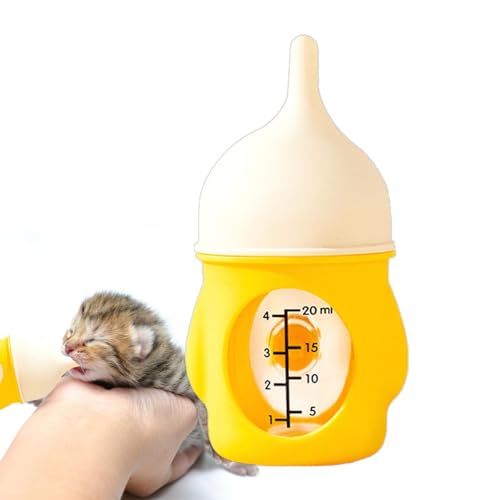 Haustier-Stillflasche, Kätzchenflaschen zum Stillen, Welpen stillende Kätzchen-Flasche, Silikon-Nippel-Haustier-Futterflasche mit visueller Skala, Kleintier-Futterspender für Meerschweinchen von mimika