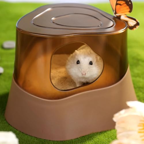 Sandbadebox für Kleintiere: Hamster-Badezimmer mit Baumstumpf-Form – Kleiner Haustier-Graben Sandbehälter für Hamster, Mäuse, Lemming-Rennmäuse, Braun von mini&moe