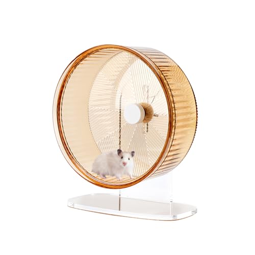 【Super Silent Hamster Laufrad】Silent Spin Toys Hamster Laufräder mit höhenverstellbarem Ständer für Hamster, Rennmäuse, Mäuse oder andere Kleintiere, 16,5 cm, Gelb von mini&moe