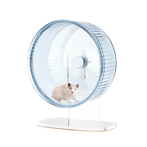 Superleises Hamster-Trainingsrad: Silent Spin Toys Hamster Laufräder mit höhenverstellbarem Ständer für Hamster, Rennmäuse, Mäuse oder andere Kleintiere, 21,6 cm, Blau von mini&moe