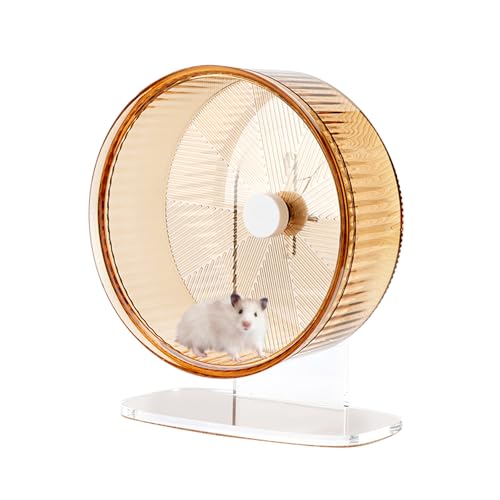 Superleises Hamster-Trainingsrad: Silent Spin Toys Hamster Laufräder mit höhenverstellbarem Ständer für Hamster, Rennmäuse, Mäuse oder andere Kleintiere, 21,6 cm, Gelb von mini&moe