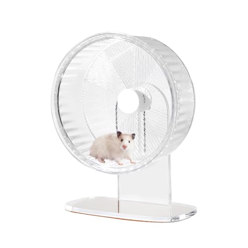 Superleises Hamster-Trainingsrad: Silent Spin Toys Hamster Laufräder mit höhenverstellbarem Ständer für Hamster, Rennmäuse, Mäuse oder andere Kleintiere, 21,6 cm, transparent von mini&moe