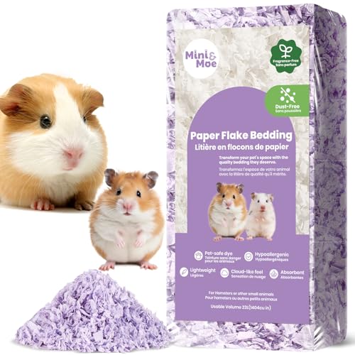 mini&moe Hamster-Einstreu für kleine Haustiere, feuchtigkeitsabsorbierendes und staubfreies Naturpapier, für Meerschweinchen, Hamster und Kaninchen, 23 Liter von mini&moe