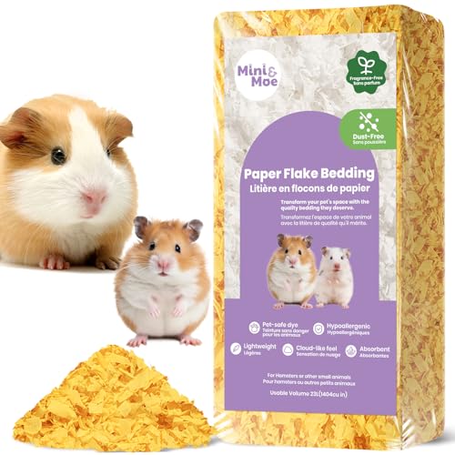 mini&moe Hamster-Einstreu für kleine Haustiere, feuchtigkeitsabsorbierendes und staubfreies Naturpapier, für Meerschweinchen, Hamster und Kaninchen, 23 Liter von mini&moe