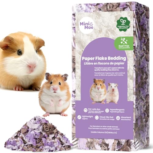 mini&moe Hamster-Einstreu für kleine Haustiere, feuchtigkeitsabsorbierendes und staubfreies Naturpapier, für Meerschweinchen, Hamster und Kaninchen, 23 Liter von mini&moe