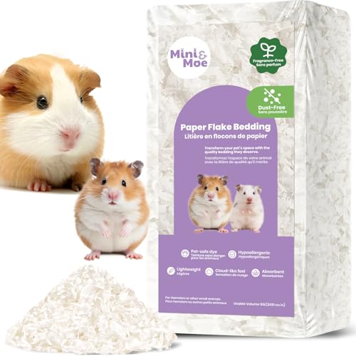 mini&moe Hamster-Einstreu für kleine Haustiere, feuchtigkeitsabsorbierendes und staubfreies Naturpapier, für Meerschweinchen, Hamster und Kaninchen, 50 Liter von mini&moe