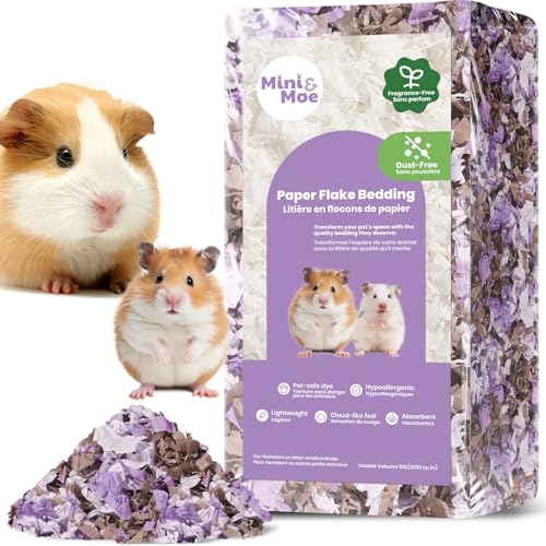 mini&moe Hamster-Einstreu für kleine Haustiere, feuchtigkeitsabsorbierendes und staubfreies Naturpapier, für Meerschweinchen, Hamster und Kaninchen, 50 Liter von mini&moe