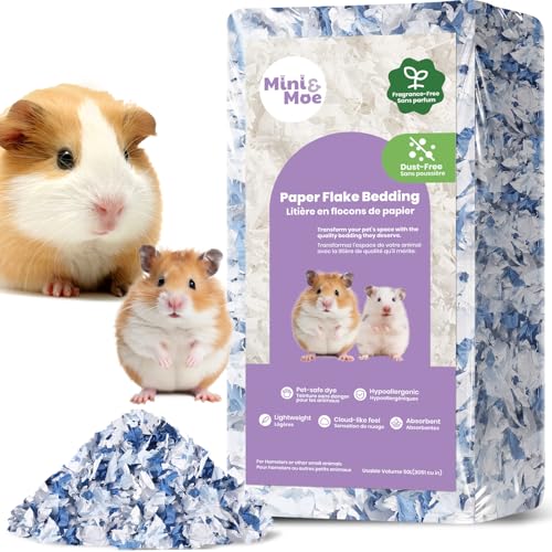 mini&moe Hamster-Einstreu für kleine Haustiere, feuchtigkeitsabsorbierendes und staubfreies Naturpapier, für Meerschweinchen, Hamster und Kaninchen, 50 Liter von mini&moe