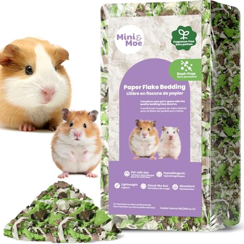 mini&moe Hamster-Einstreu für kleine Haustiere, feuchtigkeitsabsorbierendes und staubfreies Naturpapier, für Meerschweinchen, Hamster und Kaninchen, 25 Liter von mini&moe