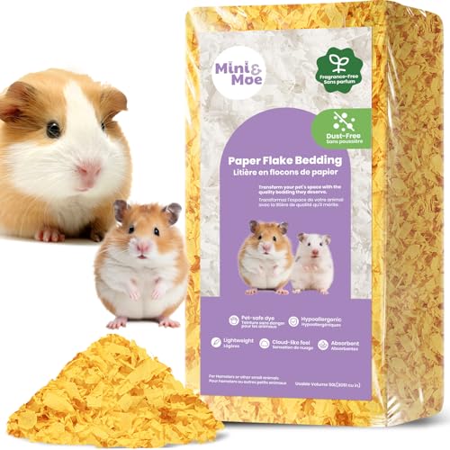 mini&moe Hamster-Einstreu für kleine Haustiere, feuchtigkeitsabsorbierendes und staubfreies Naturpapier, für Meerschweinchen, Hamster und Kaninchen, 50 Liter von mini&moe