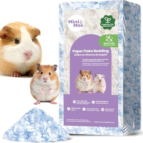 mini&moe Hamster-Einstreu für kleine Haustiere, feuchtigkeitsabsorbierendes und staubfreies Naturpapier, für Meerschweinchen, Hamster und Kaninchen, 50 Liter von mini&moe