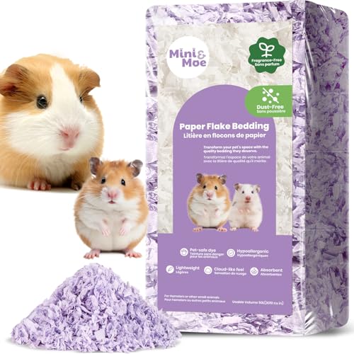 mini&moe Hamster-Einstreu für kleine Haustiere, feuchtigkeitsabsorbierendes und staubfreies Naturpapier, für Meerschweinchen, Hamster und Kaninchen, 50 Liter von mini&moe