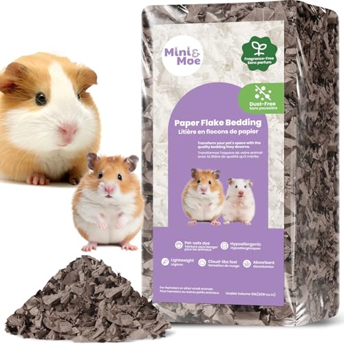 mini&moe Hamster-Einstreu für kleine Haustiere, feuchtigkeitsabsorbierendes und staubfreies Naturpapier, für Meerschweinchen, Hamster und Kaninchen, 50 Liter von mini&moe