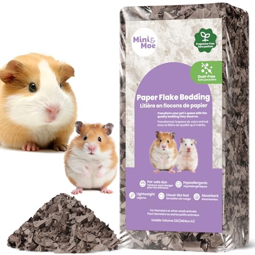 mini&moe Hamsterbett: feuchtigkeitsabsorbierendes und staubfreies Naturpapier für kleine Haustiere – für Meerschweinchen, Hamster und Kaninchen, 23 Liter von mini&moe