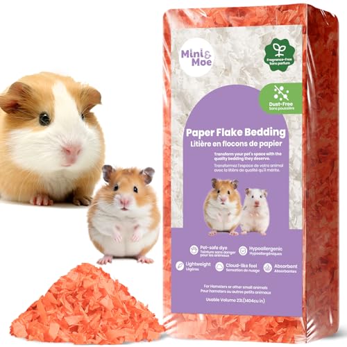 mini&moe Hamsterbett: feuchtigkeitsabsorbierendes und staubfreies Naturpapier für kleine Haustiere – für Meerschweinchen, Hamster und Kaninchen, 23 Liter von mini&moe