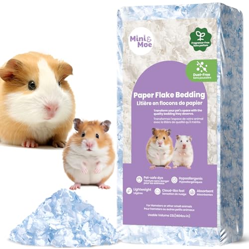 mini&moe Hamsterbett: feuchtigkeitsabsorbierendes und staubfreies Naturpapier für kleine Haustiere – für Meerschweinchen, Hamster und Kaninchen, 23 Liter von mini&moe