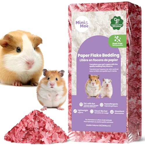 mini&moe Hamsterbett: feuchtigkeitsabsorbierendes und staubfreies Naturpapier für kleine Haustiere – für Meerschweinchen, Hamster und Kaninchen, 23 Liter von mini&moe