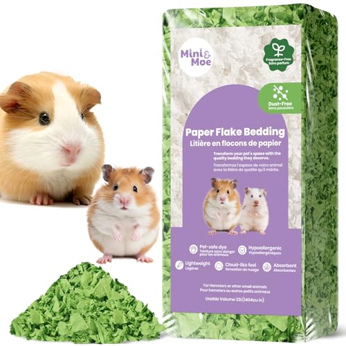 mini&moe Hamsterbett: feuchtigkeitsabsorbierendes und staubfreies Naturpapier für kleine Haustiere – für Meerschweinchen, Hamster und Kaninchen, 23 Liter von mini&moe