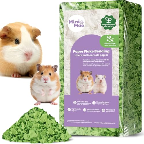 mini&moe Hamsterbett: feuchtigkeitsabsorbierendes und staubfreies Naturpapier für kleine Haustiere – für Meerschweinchen, Hamster und Kaninchen, 50 Liter von mini&moe