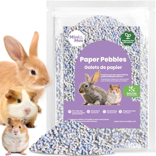 mini&moe Kleintier-Papierpellet-Einstreu, geruchs- und feuchtigkeitsabsorbierend, natürliche Papierpellet-Einstreu – für Meerschweinchen, Hamster und Kaninchen, 1,8 kg von mini&moe