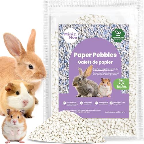 mini&moe Kleintier-Papierpellet-Einstreu, geruchs- und feuchtigkeitsabsorbierend, natürliche Papierpellet-Einstreu – für Meerschweinchen, Hamster und Kaninchen, 1,8 kg von mini&moe