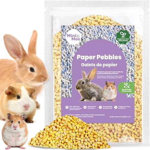 mini&moe Kleintier-Papierpellet-Einstreu, geruchs- und feuchtigkeitsabsorbierend, natürliche Papierpellet-Einstreu – für Meerschweinchen, Hamster und Kaninchen, 1,8 kg von mini&moe