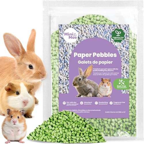 mini&moe Kleintier-Papierpellet-Einstreu, geruchs- und feuchtigkeitsabsorbierend, natürliche Papierpellet-Einstreu – für Meerschweinchen, Hamster und Kaninchen, 1,8 kg von mini&moe