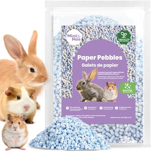 mini&moe Kleintier-Papierpellet-Einstreu, geruchs- und feuchtigkeitsabsorbierend, natürliche Papierpellet-Einstreu – für Meerschweinchen, Hamster und Kaninchen, 1,8 kg von mini&moe