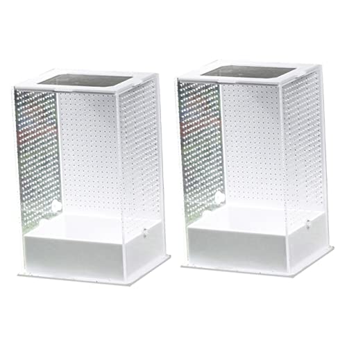 2 Stk Insektenvilla-box Zuchtbecken Cricket-keeper Glasbehälter Futterstelle Für Reptilien Behälter Für Lebensmittel Glas-container Schildkrötengehege Acryl Weiß Bodenkäfig Torwart von minkissy