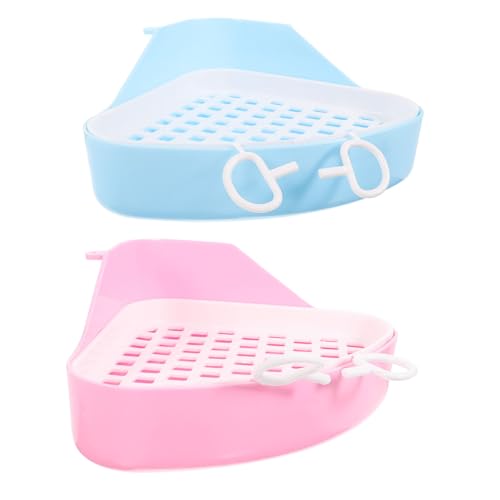 2Pcs Box rabbit toilet parks parkland rabbit potty small animal toilet plastic bins plastic tray guinea pig litter rabbit hutch rabbit detachable potty toilet for hamster von minkissy